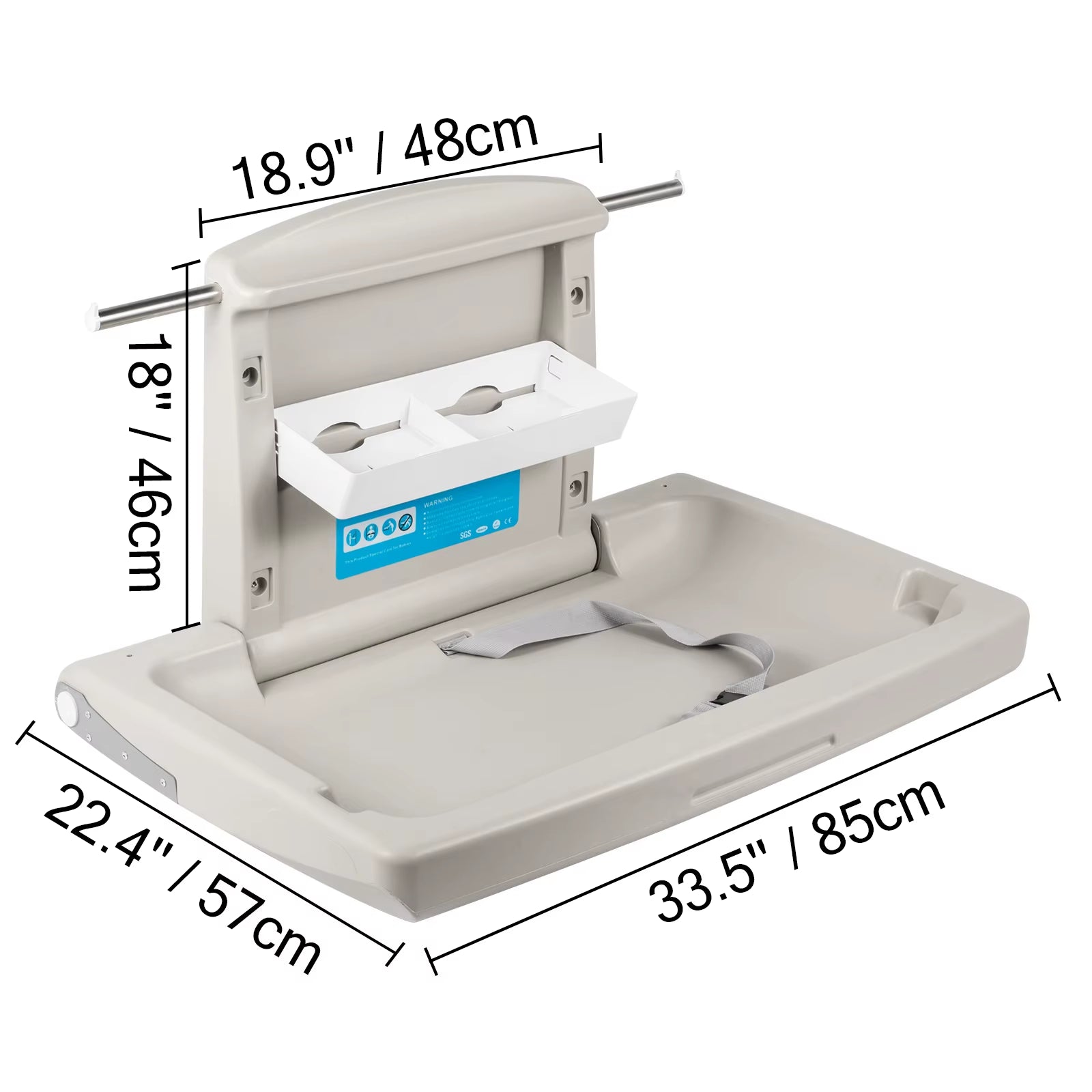VEVOR Baby Changing Station Commercial Wall Mounted Baby Diaper Changing Table Fold down Vertical Restrooms Baby Changing Table