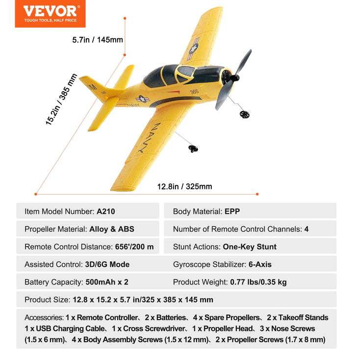 RC Plane 2.4G 4CH Remote Control Airplane with 6-Axis Gyro Stabilizer Aircraft Toy RC Glider for Kids Beginners Gifts