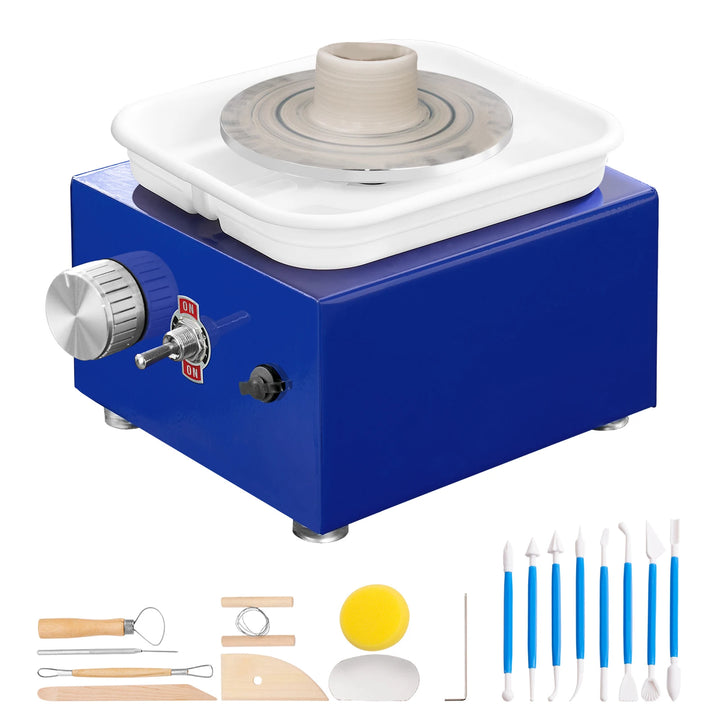 2.6In/3.9In Mini Pottery Wheel 2 Turntables Ceramic Wheel Forming Machine Adjustable 0-300RPM Speed Detachable Basin