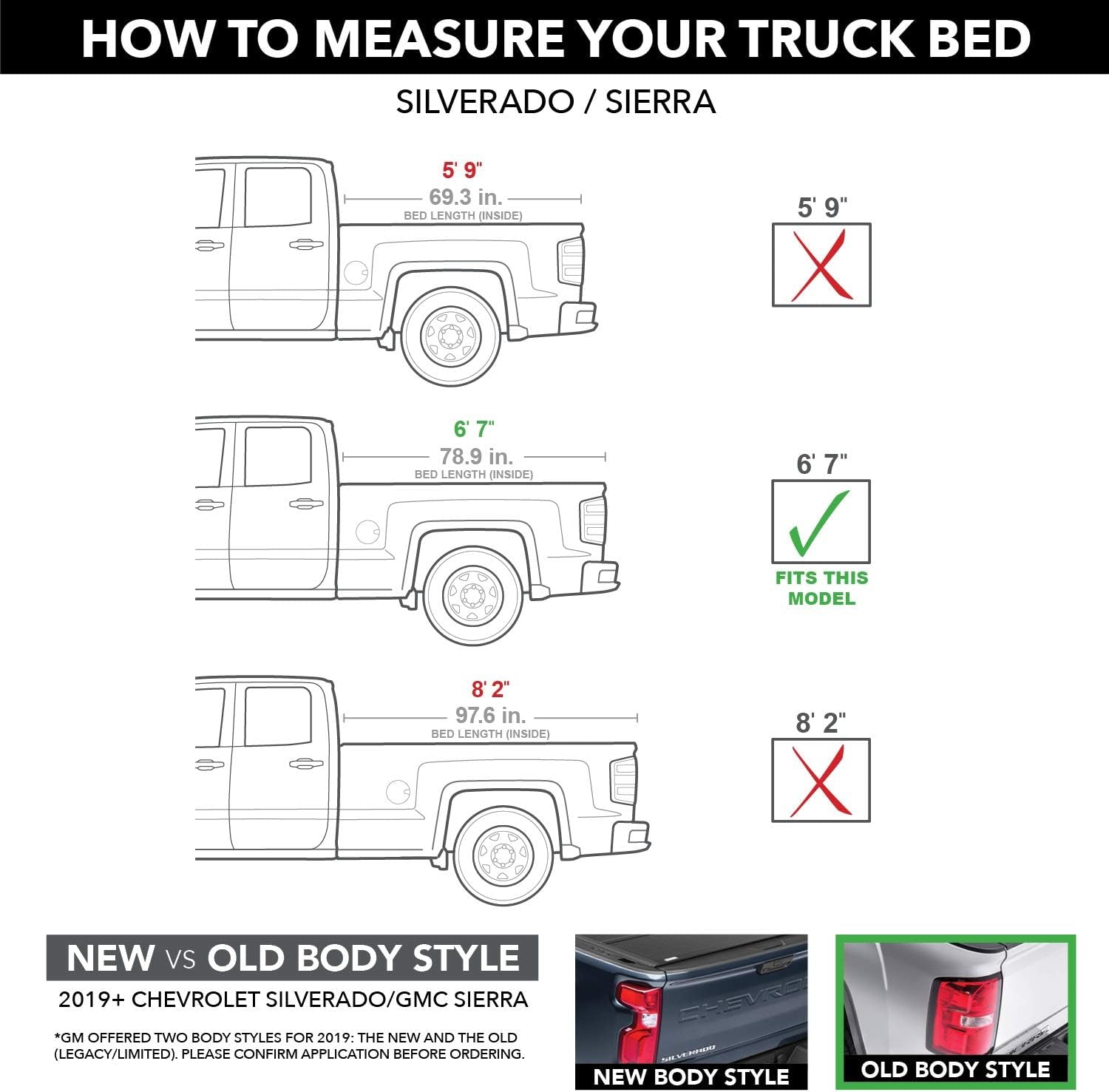 ETX Soft Tri-Fold Truck Bed Tonneau Cover | 59110 | Fits 2014 - 2018, 2019 Ltd/Lgcy Chevy/Gmc Silverado/Sierra 1500 6' 7" Bed (78.9")