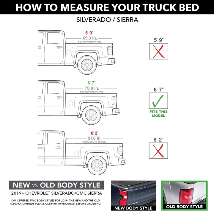 ETX Soft Tri-Fold Truck Bed Tonneau Cover | 59110 | Fits 2014 - 2018, 2019 Ltd/Lgcy Chevy/Gmc Silverado/Sierra 1500 6' 7" Bed (78.9")