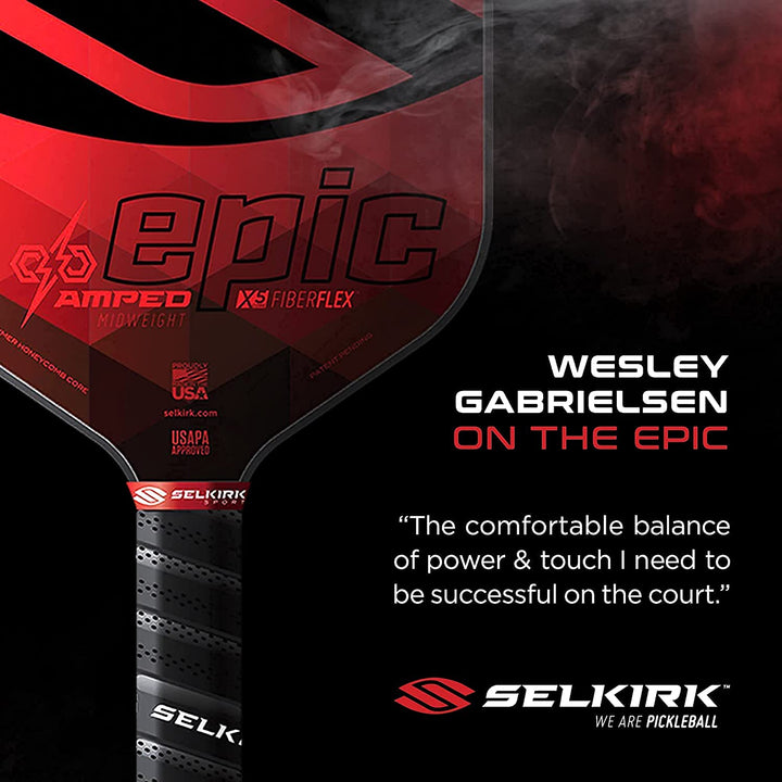 2024 Selkirk Amped Pickleball Paddle | Fiberglass Pickleball Paddle with a Polypropylene X5 Core | Pickleball Rackets Made in the USA | S2 Lightweight Selkirk Red |