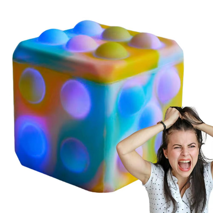 Dice Stress Ball Dice Stress Relief Toy Silicone Pop Bubbles 3D Dice Shaped Squeeze Stress Toys Venting Toy Stress Reliever For