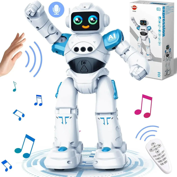RC Robot Toy for Kids Smart Talking Voice Remote Control Robot Gesture Sensing Emo Robot Toy for Boys Girls Birthday Gift
