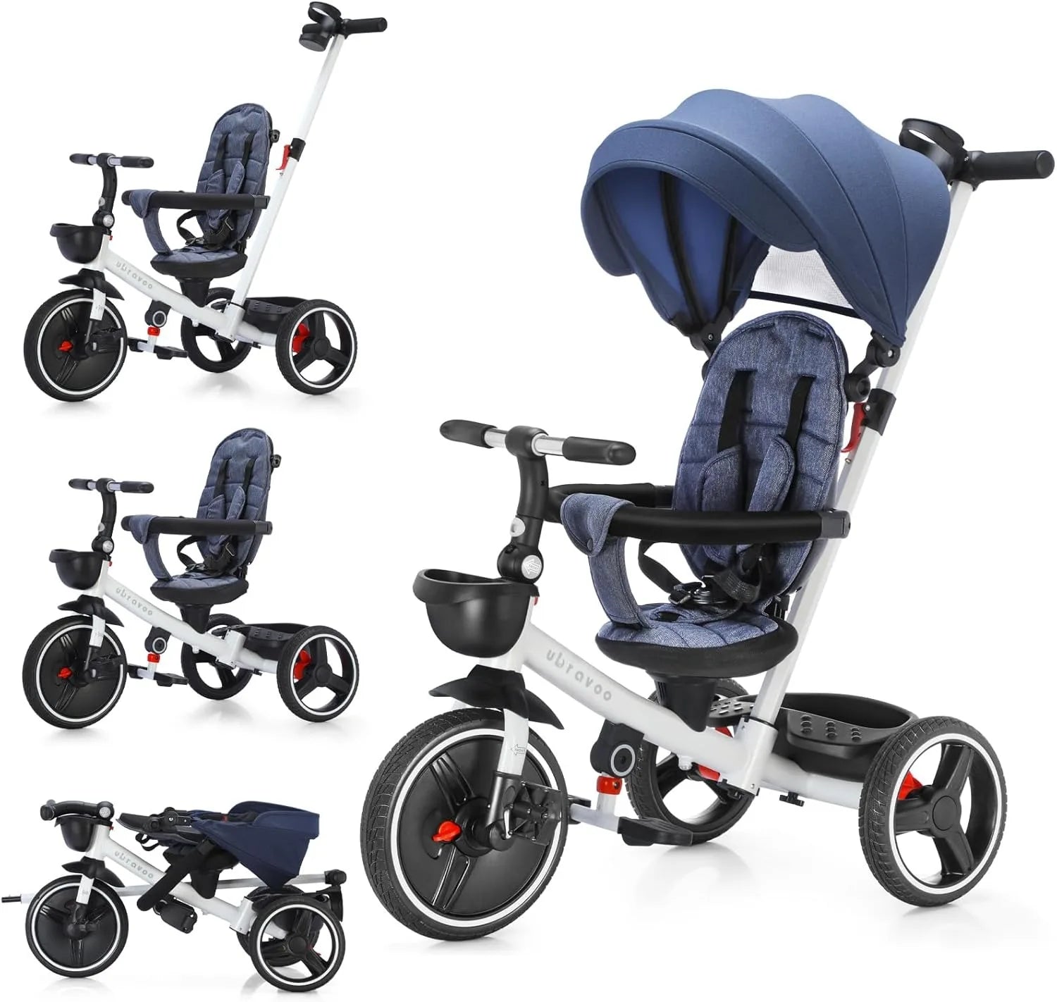 Baby Stroller Tricycle Ride Bike , 5-In-1, Adjustable Canopy, Sitting & Lying,Celerity Disassembly & Assembly,1-5 Years