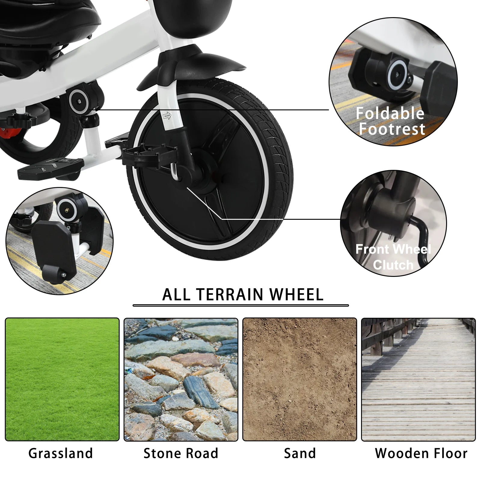 Baby Stroller Tricycle Ride Bike , 5-In-1, Adjustable Canopy, Sitting & Lying,Celerity Disassembly & Assembly,1-5 Years