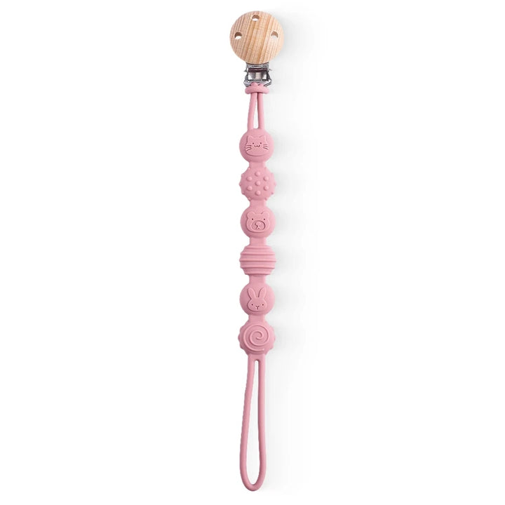 Beech Wood Chew Bead Pacifier Clips Dummy Chain Holder Newborn Soother Chains Nipple Holder for Babies Teething Toy Baby Chew