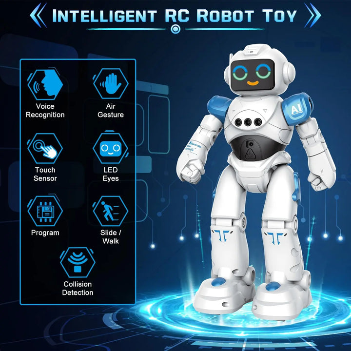 RC Robot Toy for Kids Smart Talking Voice Remote Control Robot Gesture Sensing Emo Robot Toy for Boys Girls Birthday Gift