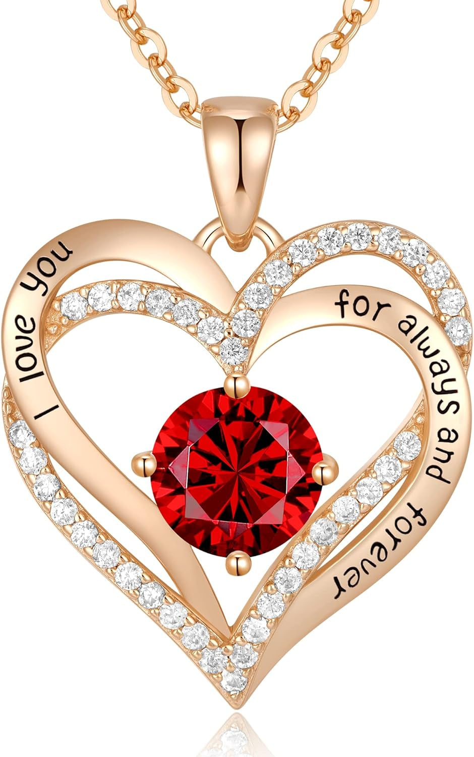 Forever Love Heart Necklaces for Women, Wedding Anniversary, Valentine'S，Birthday Mothers Christmas Day Gifts for Mom, Mother, Wife, S925 Silver Jewelry with Birthstone Pendant