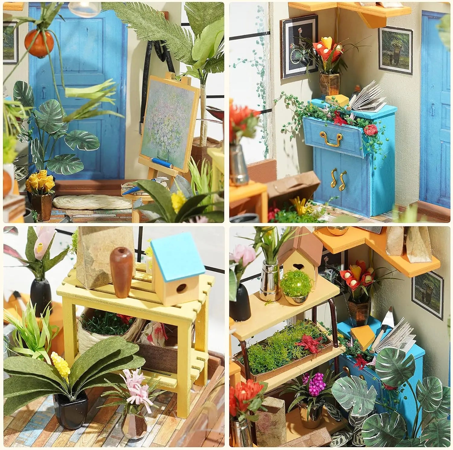 Mini Green House Cathy'S Flower House DIY Dollhouse Wooden Miniature Furniture Kit with LED Best Birthday Gifts