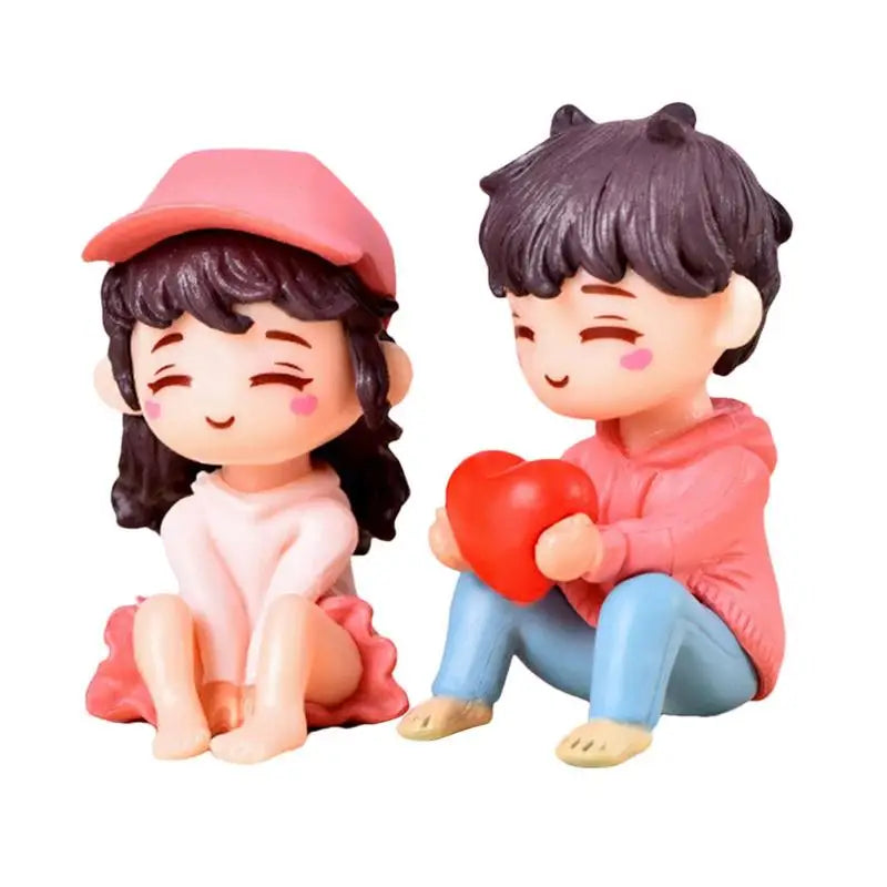 Creative Couple Figures Girl Boy Heart Sweety Lovers Couple Ornament for Figurines Miniature Home Decoration