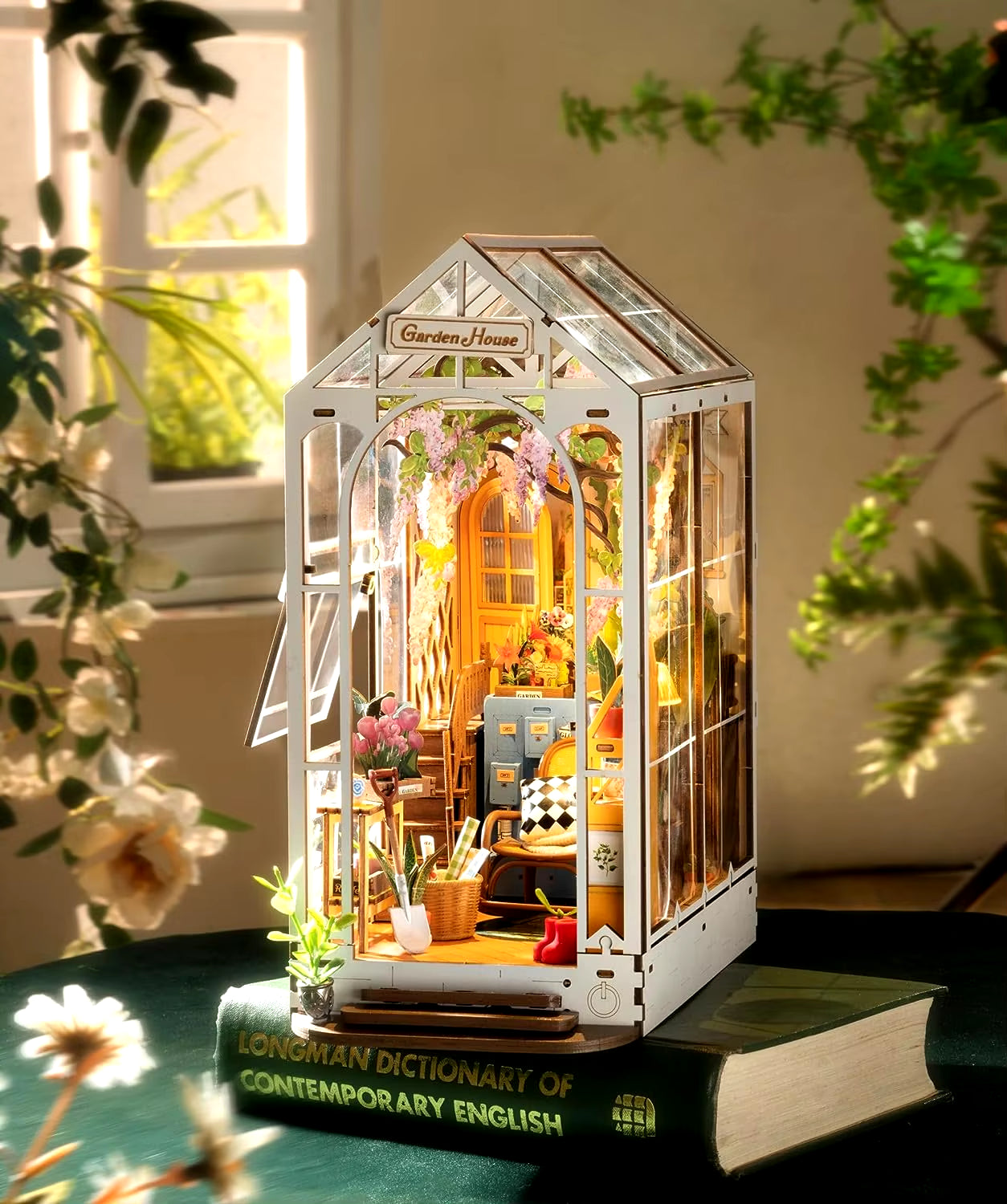 Rolife DIY Book Nook Wooden Miniature Doll House for Bookshelf Insert Furniture