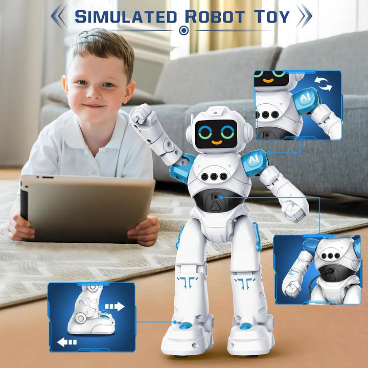RC Robot Toy for Kids Smart Talking Voice Remote Control Robot Gesture Sensing Emo Robot Toy for Boys Girls Birthday Gift