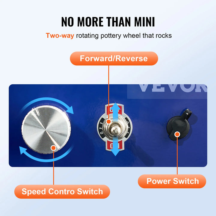 2.6In/3.9In Mini Pottery Wheel 2 Turntables Ceramic Wheel Forming Machine Adjustable 0-300RPM Speed Detachable Basin