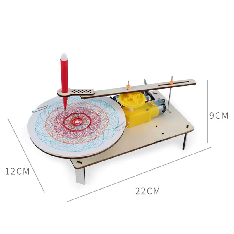 DIY Creative Wooden Electric Plotter Drawing Robot STEM Kids Model Automatic Painting Science Electronics Kits Experiment