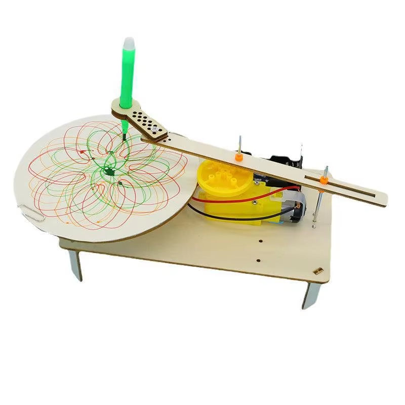 DIY Creative Wooden Electric Plotter Drawing Robot STEM Kids Model Automatic Painting Science Electronics Kits Experiment