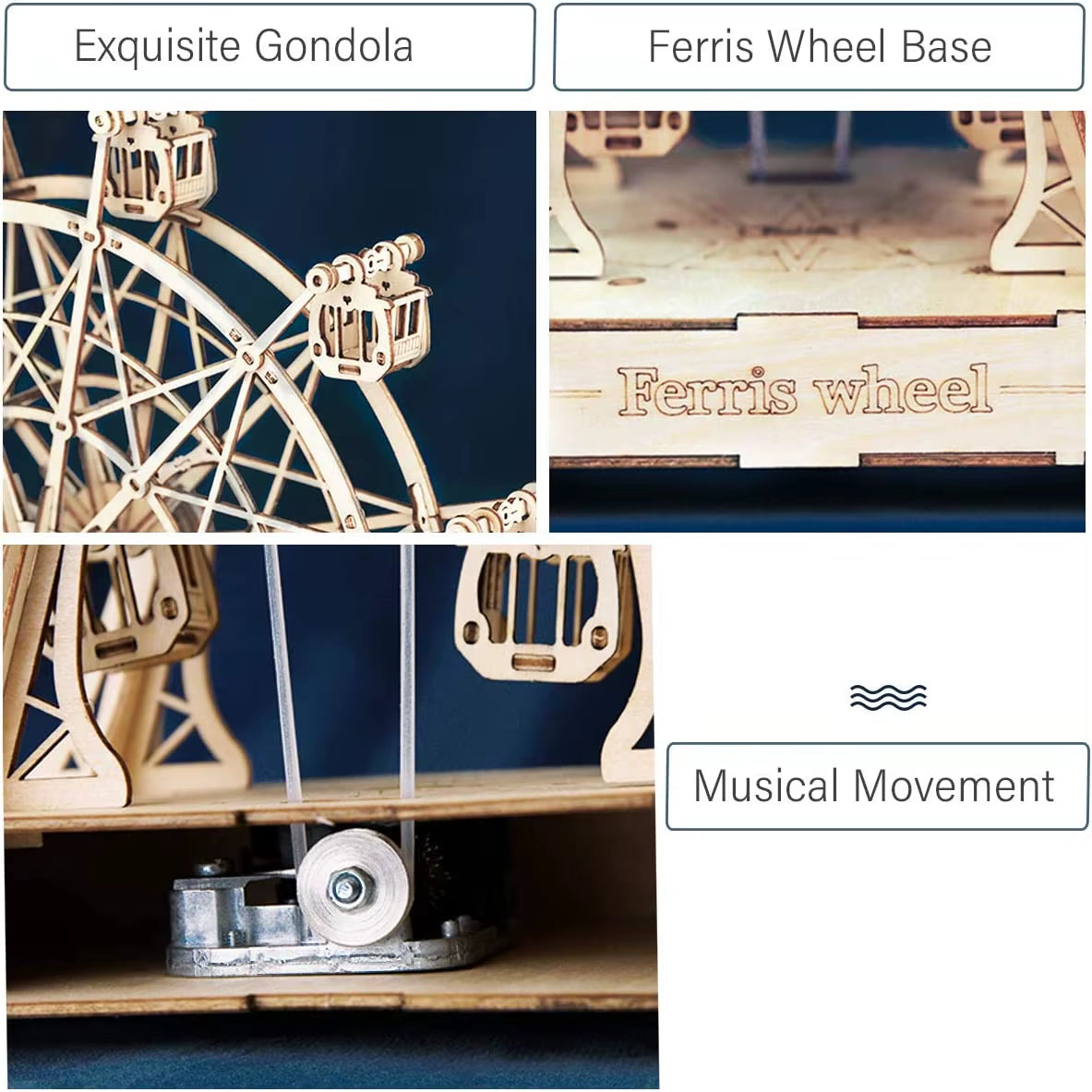 Rolife 232Pcs Rotatable DIY 3D Ferris Wheel Wooden Model Building Block Kits Assembly Toy Gift for Children Adult TGN01