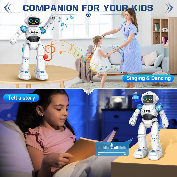 RC Robot Toy for Kids Smart Talking Voice Remote Control Robot Gesture Sensing Emo Robot Toy for Boys Girls Birthday Gift