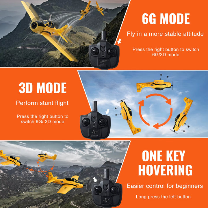 RC Plane 2.4G 4CH Remote Control Airplane with 6-Axis Gyro Stabilizer Aircraft Toy RC Glider for Kids Beginners Gifts