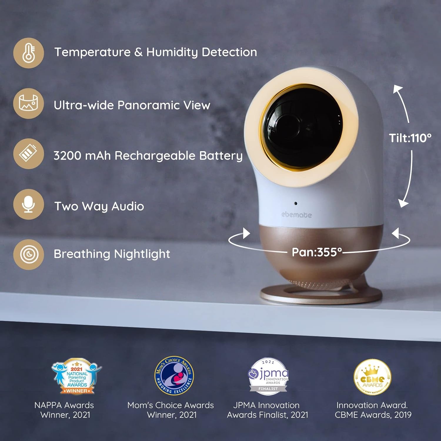 Video Baby Monitor Camera with 2.8'Ft LCD Screen HD Video & Audio No Glow Night Vision,2-Way Talk Audio Cam Baby Monitoring 1200FT Range EBE28