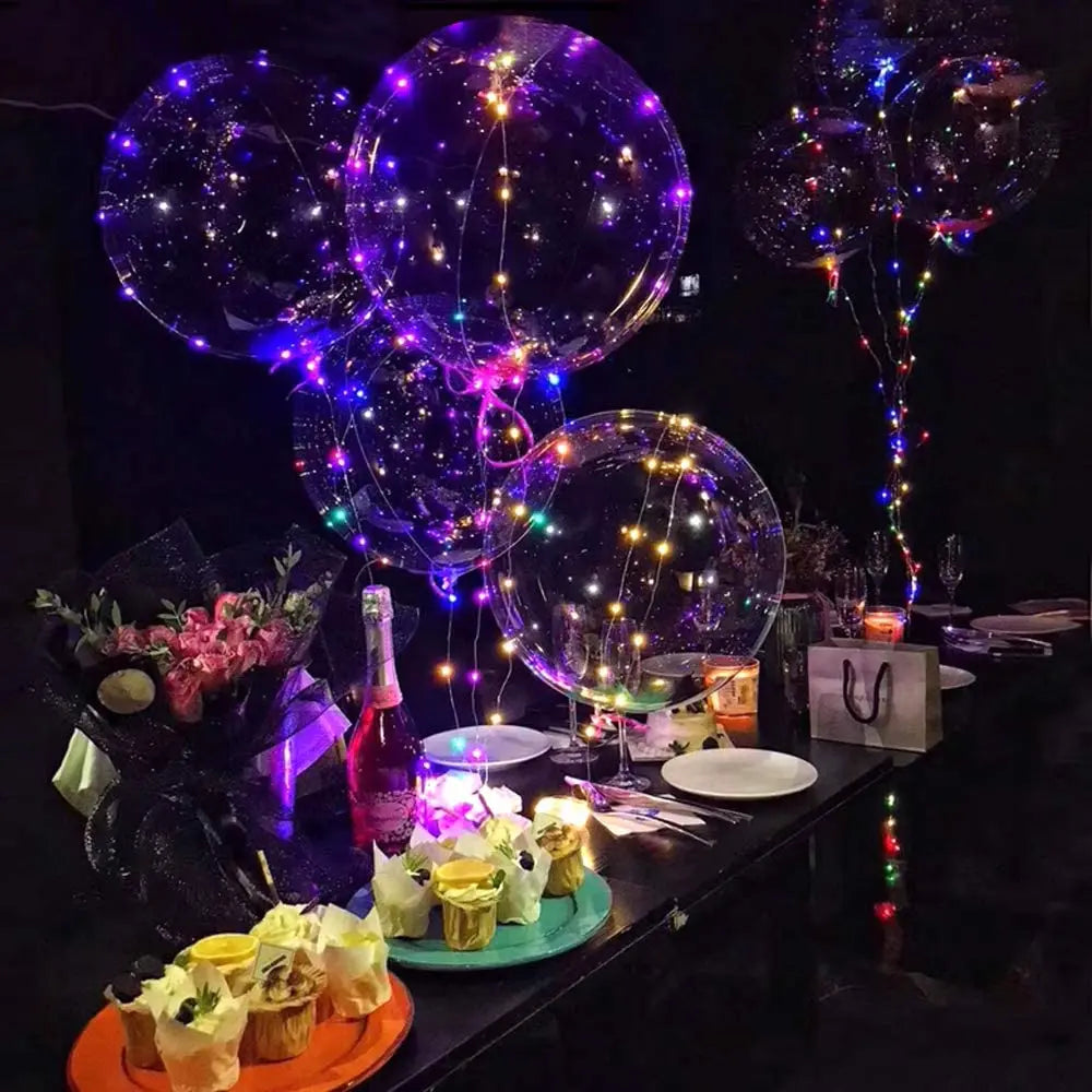 10 Pack Transparent Christmas Led Bobo Balloons Helium Glow Balloon with String Lights for New Year Party Birthday Wedding Decor
