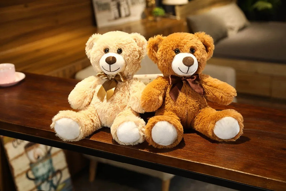 Cute Colorful Bow Tie Bear Doll Plush Toy Hug Bear Doll Children Birthday Gift Pillow Teddy Bear Home Living Room Bedroom