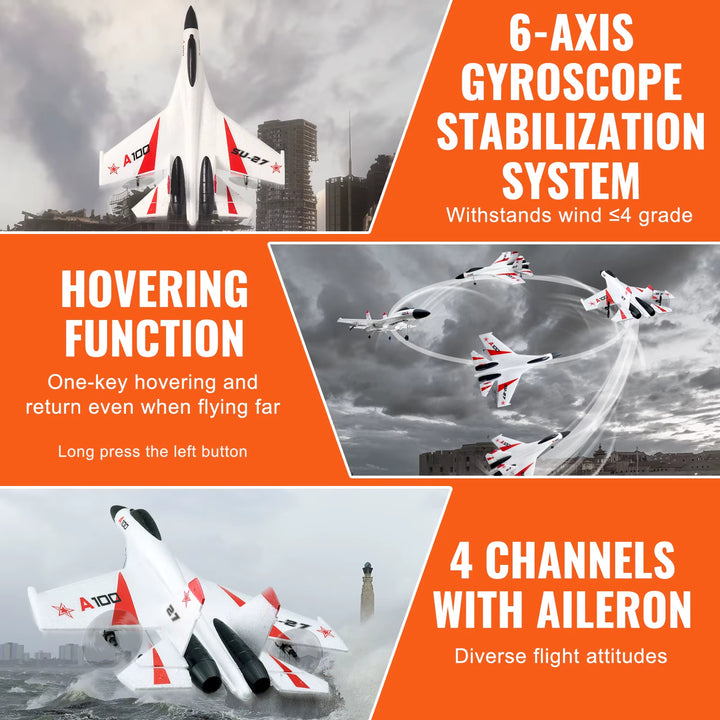 SU27 RC Plane 2.4G Remote Control Flying Model Glider Airplane with 2 Batteries Aircraft Foam Toys for Children Gifts