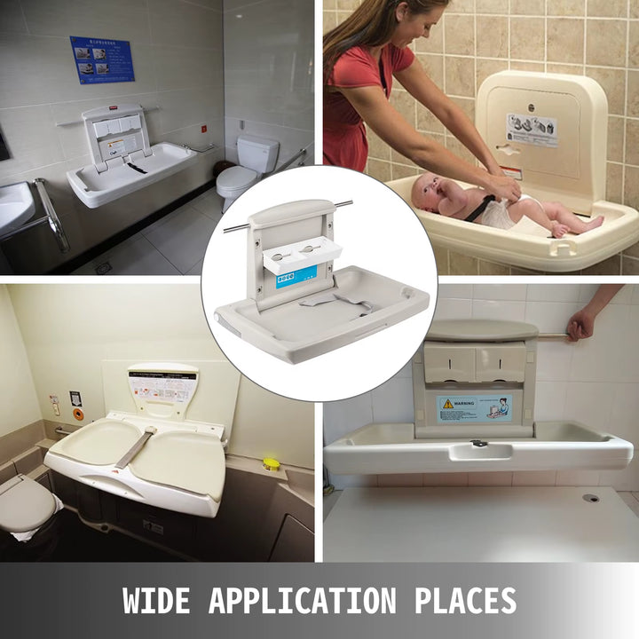 VEVOR Baby Changing Station Commercial Wall Mounted Baby Diaper Changing Table Fold down Vertical Restrooms Baby Changing Table