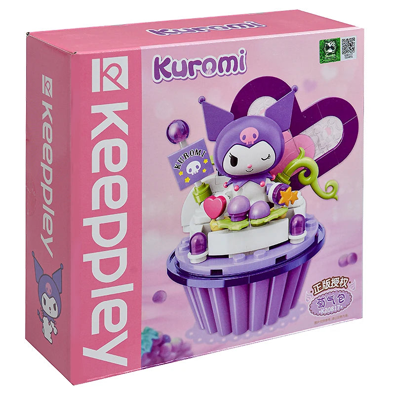 Original Sanrio Anime Cartoon Cake Cup Model DIY Assembled Blocks Figure Hello Kitty Kuromi My Melody Pre-Teaching Puzzle Toys