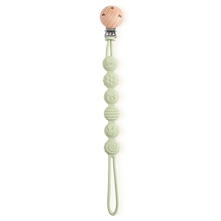 Beech Wood Chew Bead Pacifier Clips Dummy Chain Holder Newborn Soother Chains Nipple Holder for Babies Teething Toy Baby Chew