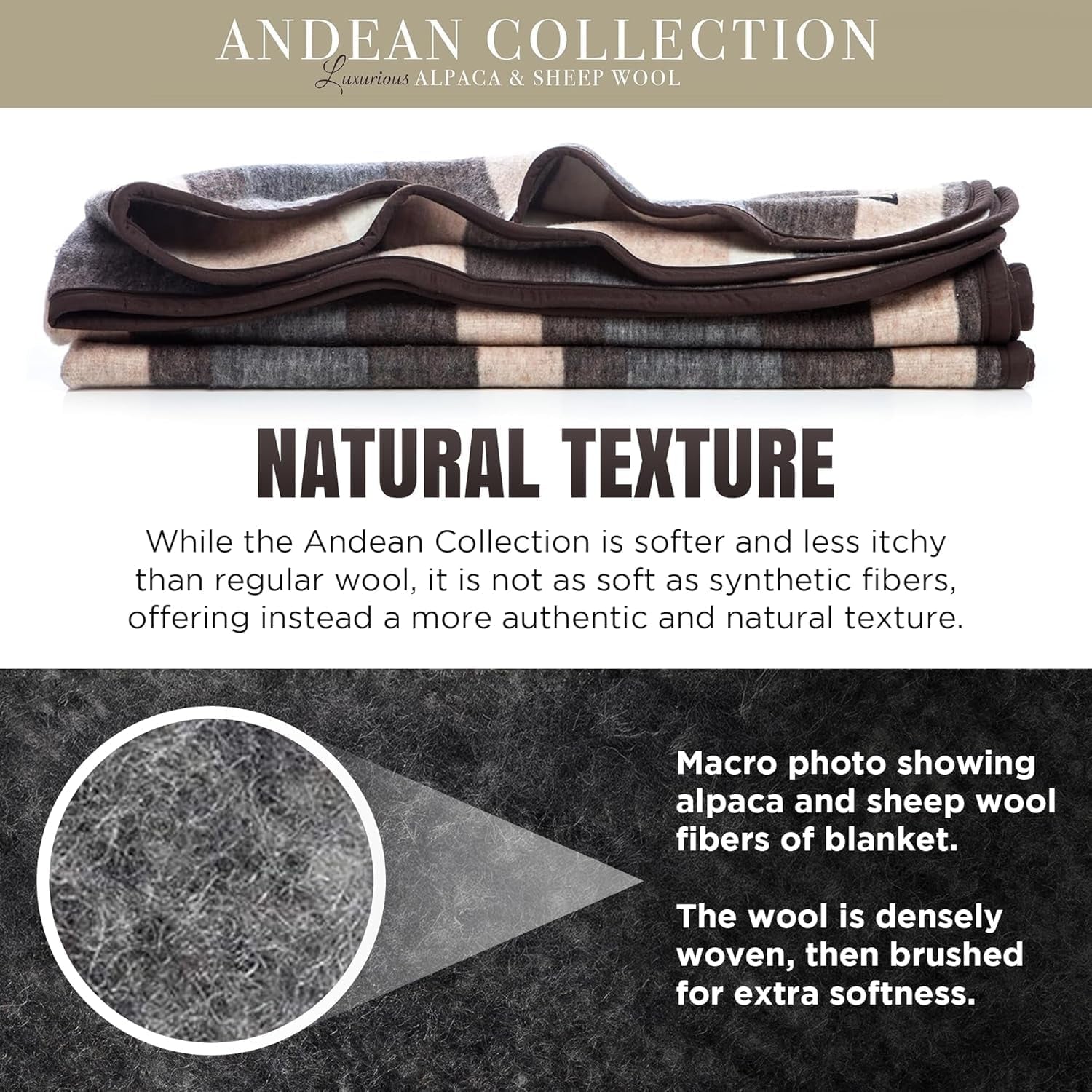 Natural Alpaca & Sheep Wool Blanket – Twin Size – Heavyweight Warmth, Thick, Breathable, Natural Texture & Scent, 63 X 84 Inches, 4.2 Lbs – Made in Peru