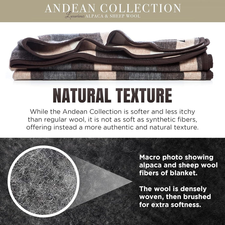 Natural Alpaca & Sheep Wool Blanket – Twin Size – Heavyweight Warmth, Thick, Breathable, Natural Texture & Scent, 63 X 84 Inches, 4.2 Lbs – Made in Peru