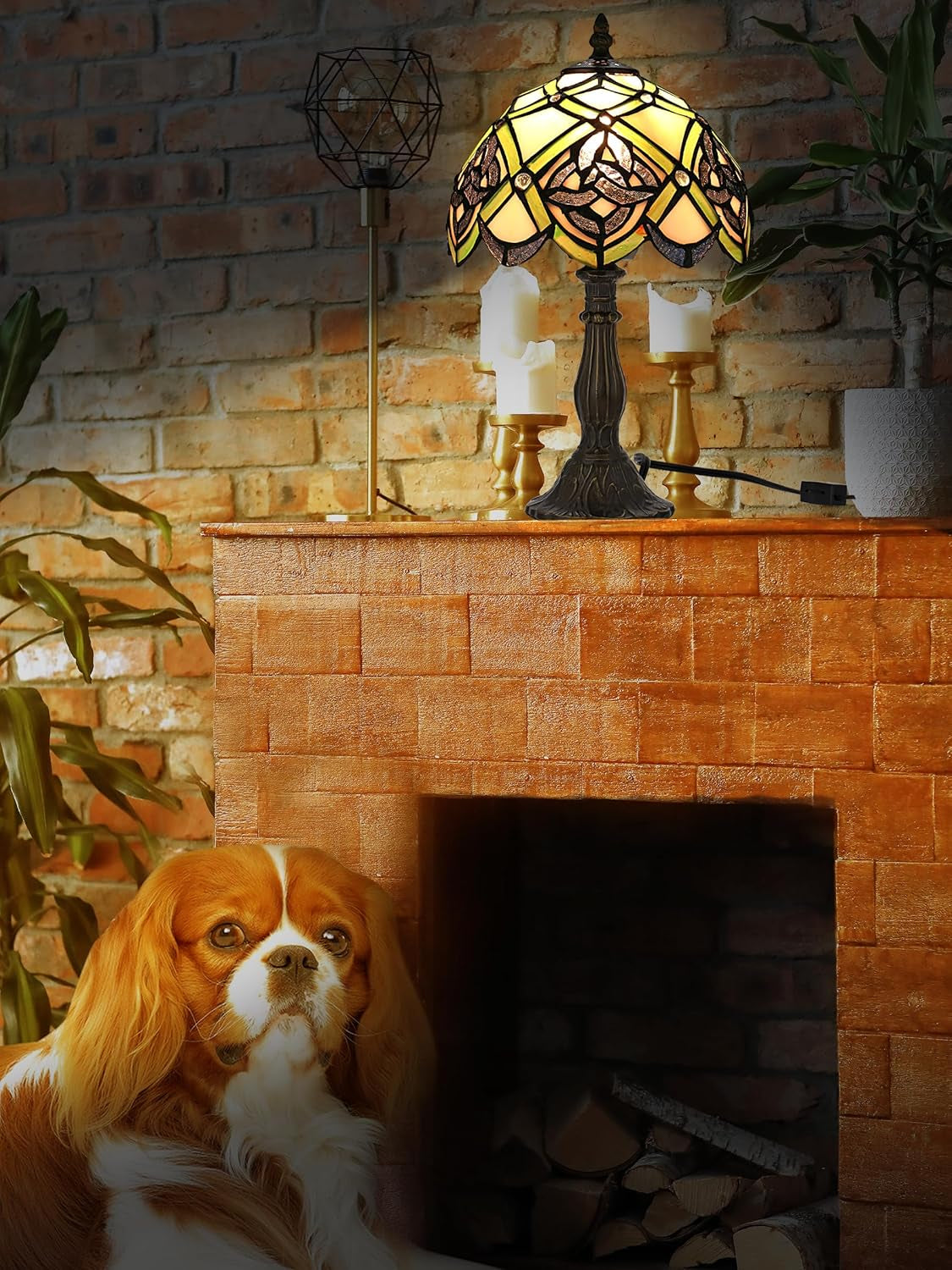 Irish Celtic Tiffany Table Lamp Shamrock Style Stained Glass Desk Lamp Night Light 14 Inch Tall 8 Inch Wide Shade beside Lamp 1 Bulb Antique Zinc Base for Home Bedroom St Patrick'S Day Decor