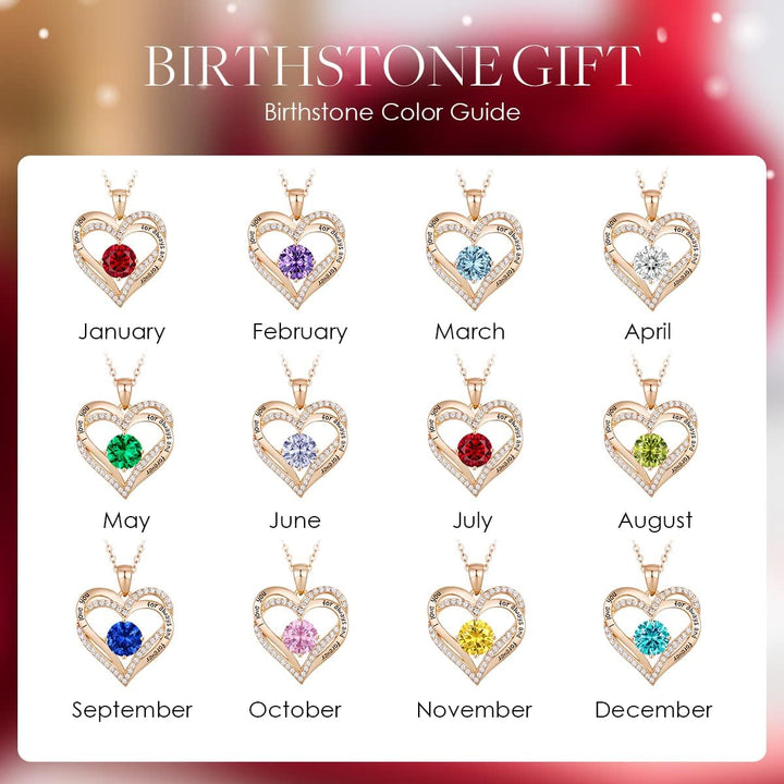 Forever Love Heart Necklaces for Women, Wedding Anniversary, Valentine'S，Birthday Mothers Christmas Day Gifts for Mom, Mother, Wife, S925 Silver Jewelry with Birthstone Pendant