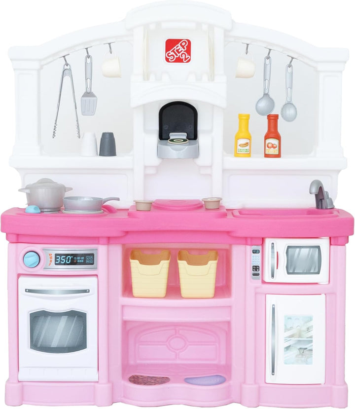 Fun with Friends Kids Kitchen Playset, Indoor/Outdoor Kitchenette, Interactive Play with Lights and Sounds, Durable Plastic, Includes 25 Piece Toy Accessories, Toddlers 2+ Years Old, Pink