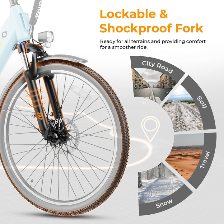 Cityscape 2.0 Electric Bike for Adults with Peak 1200W Motor, 468Wh Removable Battery, 50Miles 26" Electric Commuter Bike, 7-Speed,Ul Certified