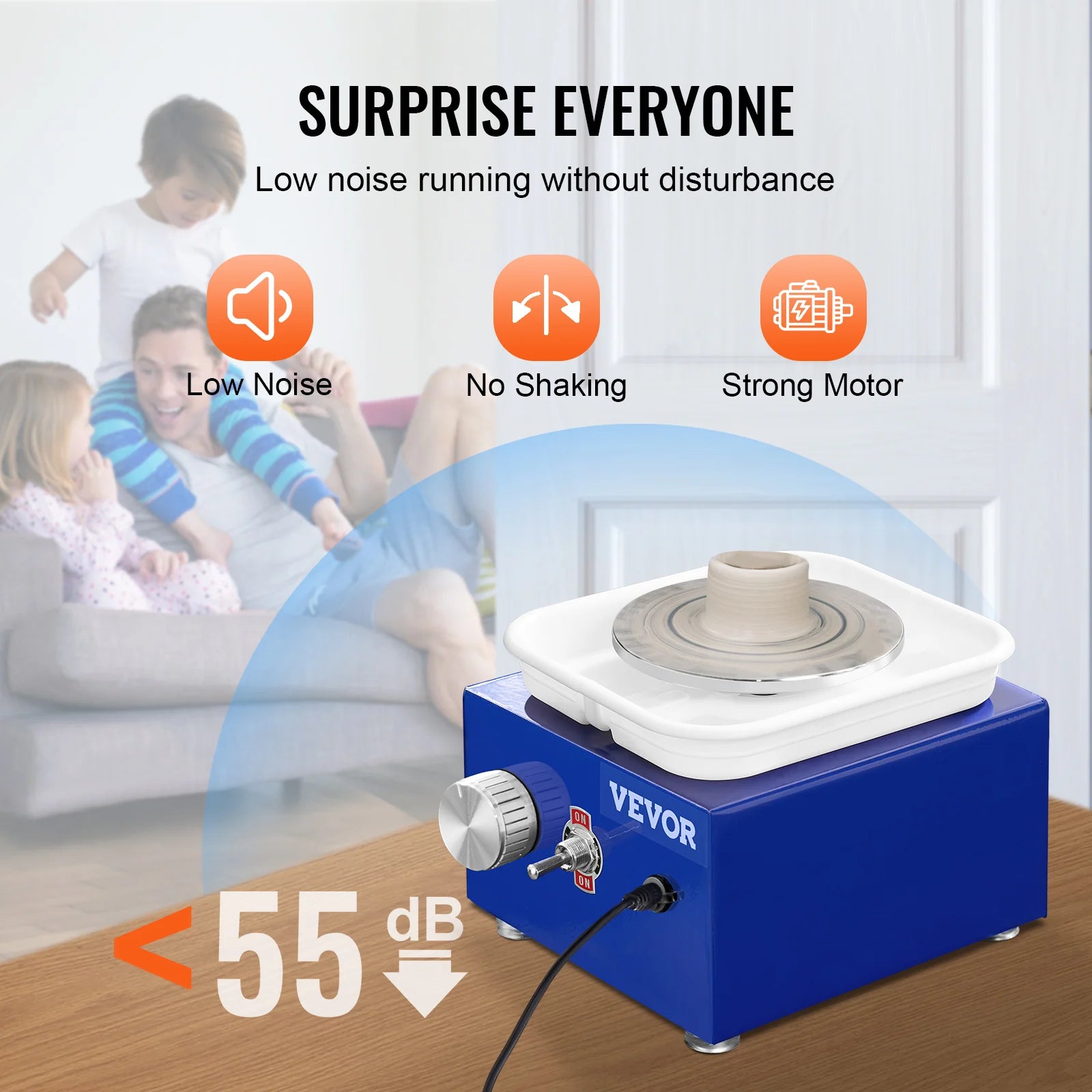 2.6In/3.9In Mini Pottery Wheel 2 Turntables Ceramic Wheel Forming Machine Adjustable 0-300RPM Speed Detachable Basin