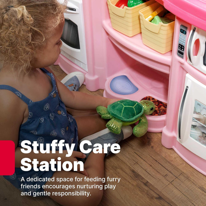 Fun with Friends Kids Kitchen Playset, Indoor/Outdoor Kitchenette, Interactive Play with Lights and Sounds, Durable Plastic, Includes 25 Piece Toy Accessories, Toddlers 2+ Years Old, Pink