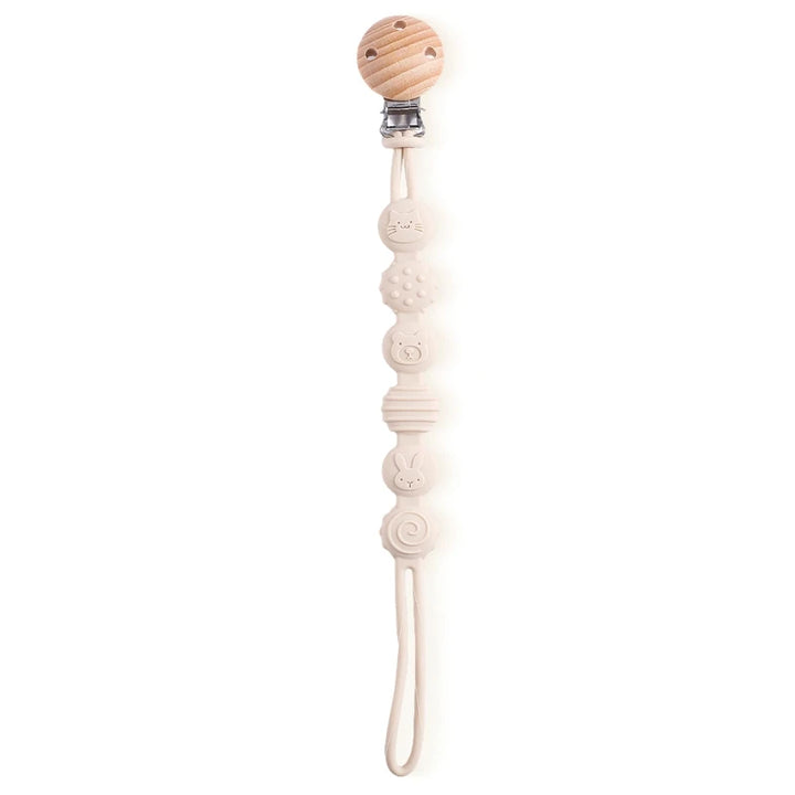 Beech Wood Chew Bead Pacifier Clips Dummy Chain Holder Newborn Soother Chains Nipple Holder for Babies Teething Toy Baby Chew
